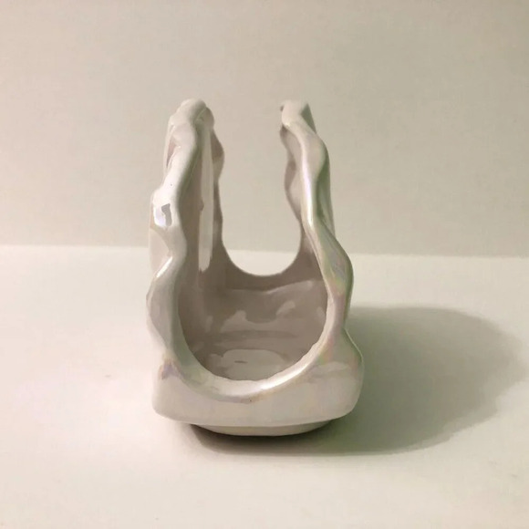 Vintage Capodimonte Fontaine Iridescent Ceramic  Napkin Holder Cameo Italy - Picture 5 of 16